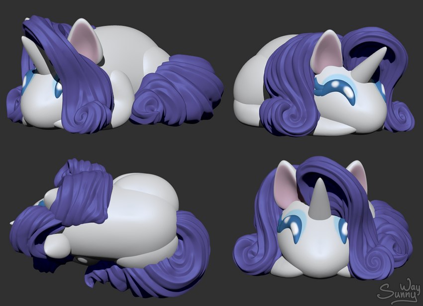 buns chibi female feral hair hair_bun horn multiple_angles smile solo sunny_way friendship_is_magic hasbro my_little_pony mythology rarity_(mlp) equid equine horse mammal mythological_creature mythological_equine pony unicorn 3d_(artwork) digital_media_(artwork) zbrush_(artwork)