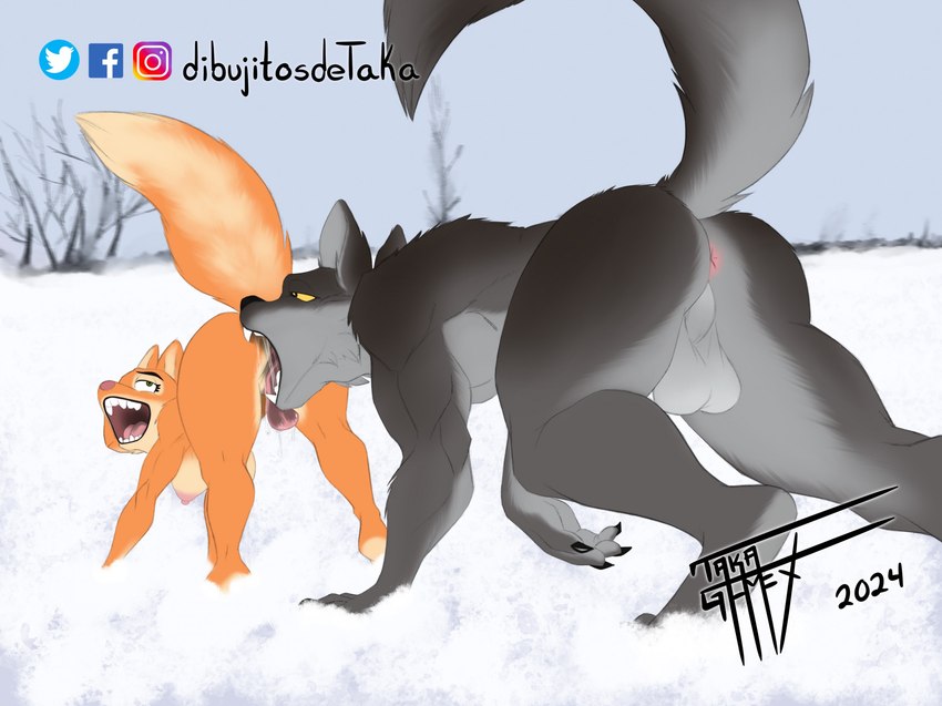 all_fours anthro anthro_on_anthro anus areola backsack balls bodily_fluids breasts butt cunnilingus duo female fur genitals looking_pleasured male male/female nipples nude open_mouth oral orange_body orange_fur pussy raised_tail saliva saliva_string sex smile snow tail teeth tongue tongue_out vaginal taka_studio dreamworks the_bad_guys diane_foxington mr._wolf_(the_bad_guys) canid canine canis fox mammal wolf digital_media_(artwork) hi_res