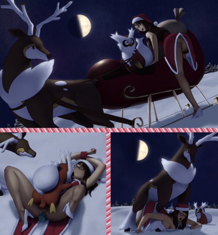 bestiality clothing costume female female_on_feral feral genitals group holidays human_on_feral interspecies male male/female moon night outside penetration pokephilia pussy sack santa_costume sleigh snow vaginal vaginal_penetration winter pienji christmas nintendo pokemon trainer_iris delibird generation_2_pokemon generation_5_pokemon human mammal pokemon_(species) sawsbuck winter_sawsbuck absurd_res comic hi_res