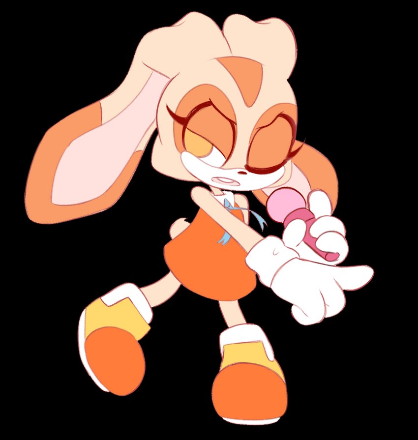 anthro clothing dress electronics female footwear gloves handwear microphone one_eye_closed open_mouth orange_clothing shoes simple_background solo transparent_background white_clothing white_gloves white_handwear young young_anthro linen_lolita sega sonic_the_hedgehog_(series) cream_the_rabbit lagomorph leporid mammal rabbit alpha_channel