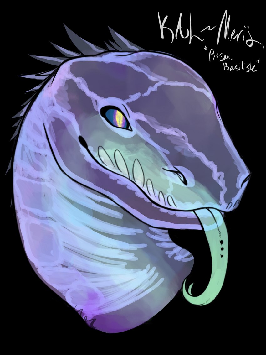 anthro male markings practice purple_body purple_skin simple_background skeletal skeleton_(marking) solo translucent transparent_background warm_up lofinebulae kal-meris_(lofinebulae) prism_basilisk reptile scalie snake 3:4 alpha_channel headshot_portrait hi_res portrait