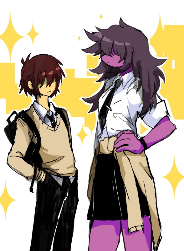 kris and susie (undertale (series) and etc) created by chokas0 (artist)