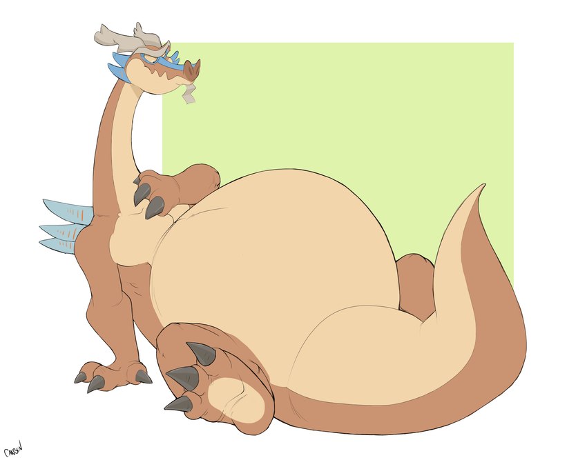 3_fingers 3_toes belly big_belly claws feet fingers horn long_neck male overweight overweight_male solo tail thick_tail toes yellow_sclera canson mythology nintendo the_legend_of_zelda wind_waker valoo dragon mythological_creature mythological_scalie scalie absurd_res hi_res