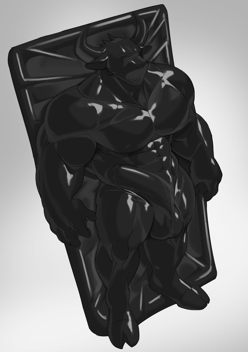 2_horns abs anthro balls barazoku biceps big_balls big_muscles big_penis biped black_latex bulge curved_horn detailed_bulge genitals half-erect horn huge_muscles humanoid_genitalia humanoid_penis latex male muscular muscular_anthro muscular_male muscular_sub pecs penis solo submissive submissive_anthro submissive_male vacuum_bed cxcxxcxxxx bovid bovine cattle mammal 2023 absurd_res hi_res