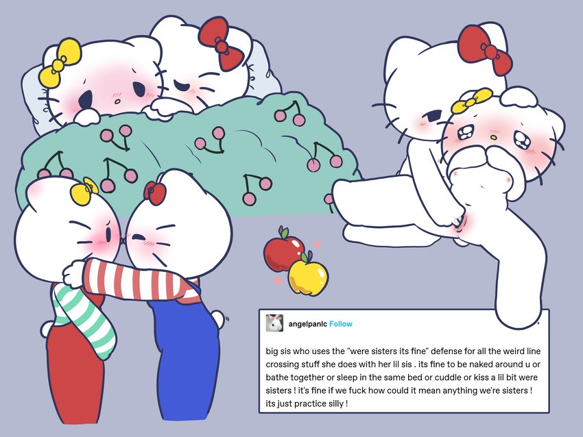 hello kitty and mimmy white (hello kitty (series) and etc) created by anonymous artist