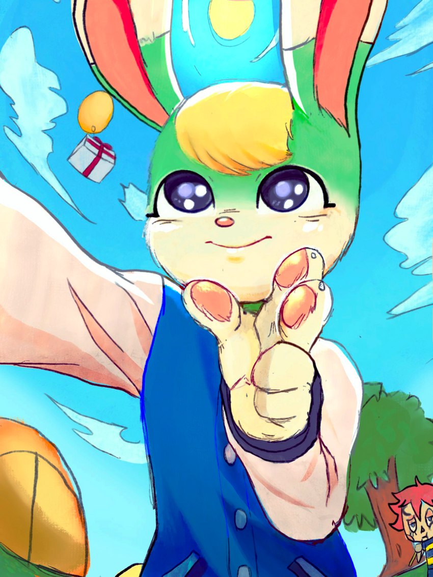 anthro balloon bow_(feature) bow_ribbon box container duo gift gift_bow gift_box inflatable male present_balloon_(animal_crossing) selfie sun tent rebignon animal_crossing nintendo sasha_(animal_crossing) villager_(animal_crossing) human lagomorph leporid mammal rabbit 3:4 hi_res