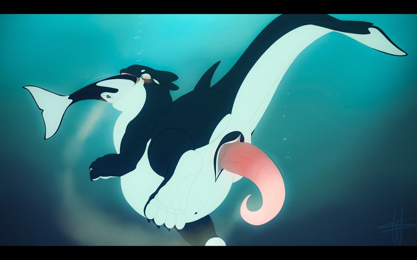 after_sex after_vaginal animal_genitalia animal_penis belly big_belly black_bars black_body blush bodily_fluids bubble cetacean_genitalia cetacean_penis cum cum_in_pussy cum_in_water cum_inside cum_trail dorsal_fin duo erection female female_feral female_prey feral feral_on_feral feral_pred feral_prey fin flukes genital_fluids genital_slit genitals head_first logo male male/female male_feral male_pred mammary_slits motion_lines multicolored_body neck_bulge oral_vore partially_inside penis pussy quadruped tapering_penis two_tone_body underwater vein veiny_penis vore water white_body wesphin mythology otis_(rothar) cetacean dolphin dragon hybrid mammal marine mythological_creature mythological_scalie oceanic_dolphin orca scalie toothed_whale 2025 artist_logo hi_res letterbox watermark