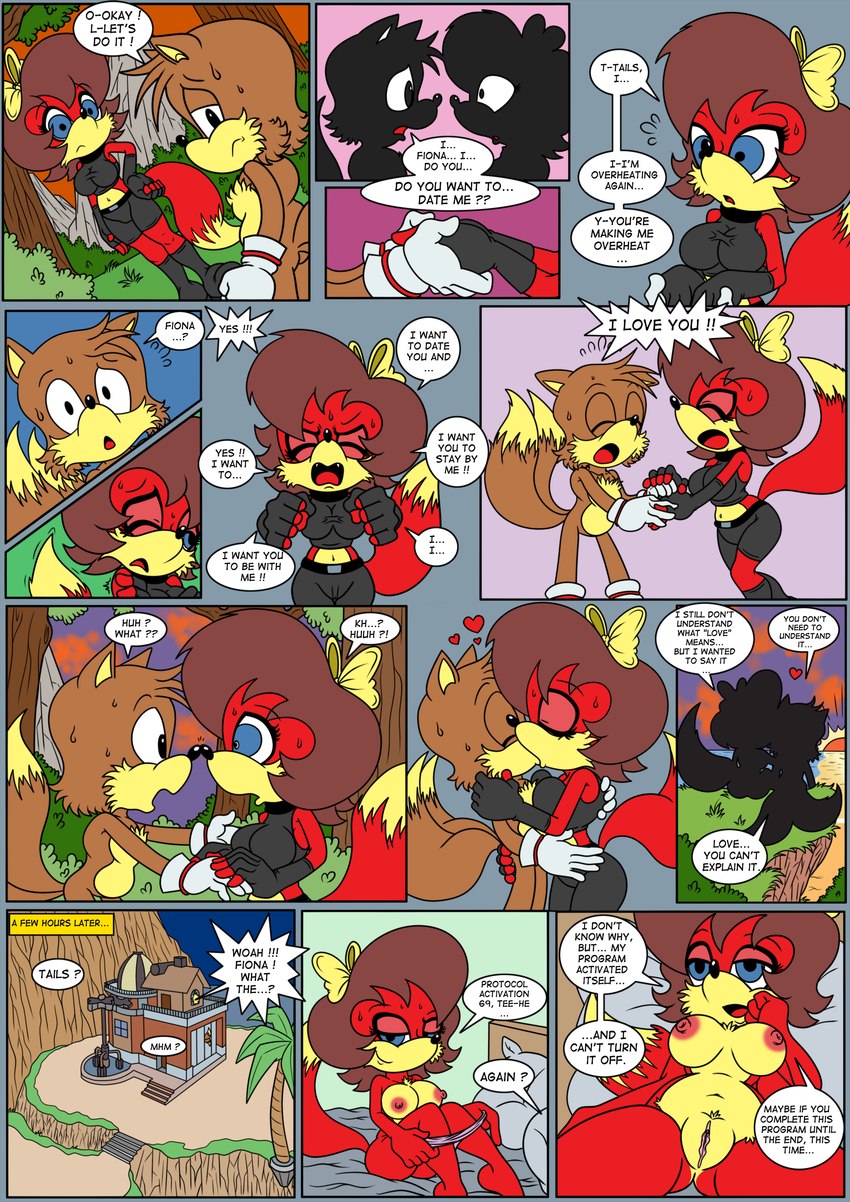 anthro breasts clothing dialogue female genitals kissing machine male nipple_outline nude panties pussy speech_bubble text underwear undressing raianonzika archie_comics pathetic_(meme) sega sonic_the_hedgehog_(archie) sonic_the_hedgehog_(comics) sonic_the_hedgehog_(series) auto-fiona fiona_fox miles_prower automaton canid canine canis domestic_dog fox mammal robot absurd_res comic english_text hi_res meme