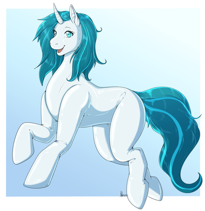 ambiguous_gender anthro blue_eyes blue_hair bodysuit clothing feral glistening glistening_body growth hair hooves horn latex latex_clothing latex_skinsuit male mane mask_transformation null null_bulge sitting skinsuit snout snout_growth solo tight_clothing transformation transformation_sequence white_body narusewolf mythology pickit equid equine horse human humanoid mammal mythological_creature mythological_equine pony unicorn hi_res