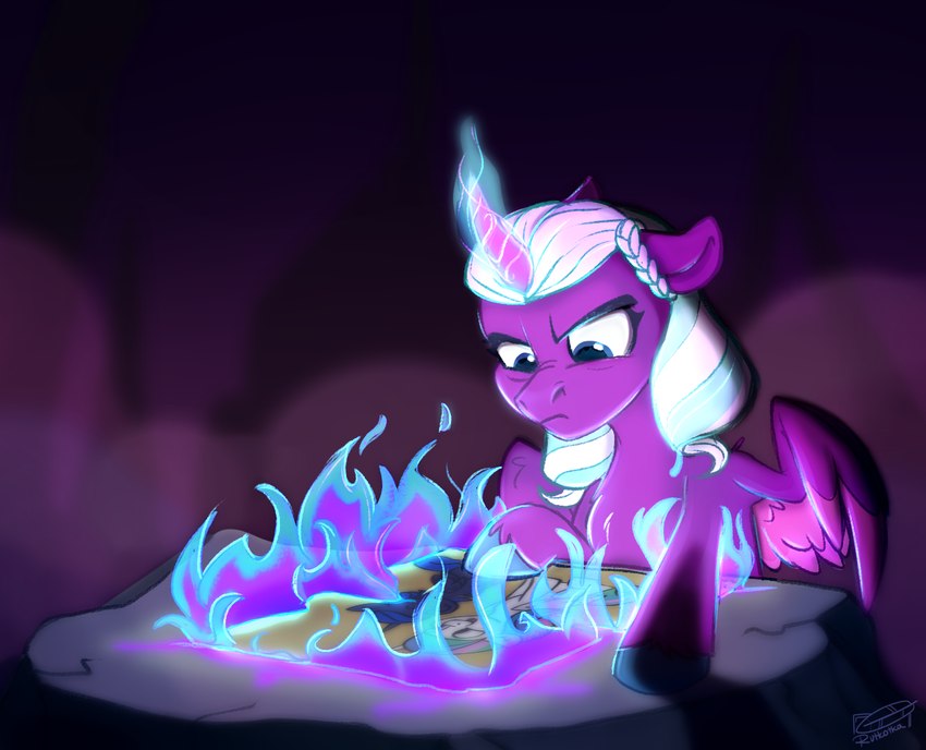 blue_eyes blue_hair braided_hair female feral fire fur hair hooves horn multicolored_hair purple_body purple_fur solo two_tone_hair white_hair wings rutkotka friendship_is_magic hasbro mlp_g5 my_little_pony mythology opaline_(mlp) princess_celestia_(mlp) princess_luna_(mlp) equid equine mammal mythological_creature mythological_equine winged_unicorn