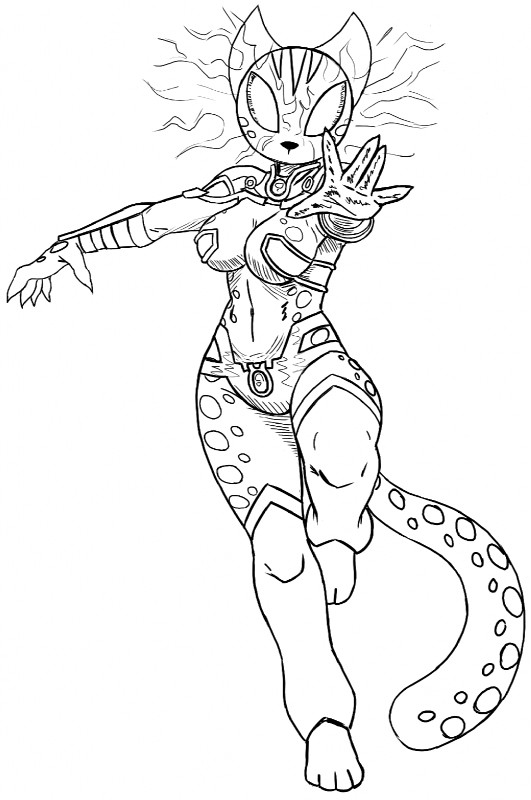 action_pose anthro breasts claws clothed clothing female fur glowing glowing_eyes looking_at_viewer magic markings midriff pose skimpy solo spots spotted_body spotted_fur redout dc_comics microsoft teen_titans the_elder_scrolls starfire_(teen_titans) white_spottytail_mage felid khajiit mammal crossover digital_drawing_(artwork) digital_media_(artwork) hi_res monochrome