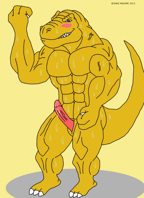 abs anthro biceps bodily_fluids cum erection flexing genital_fluids genitals male muscular muscular_anthro muscular_male nude pecs penis pose solo tail maxime-jeanne extreme_dinosaurs t-bone_(extreme_dinosaurs) dinosaur prehistoric_species reptile scalie theropod tyrannosaurid tyrannosauroid tyrannosaurus tyrannosaurus_rex 2013 hi_res