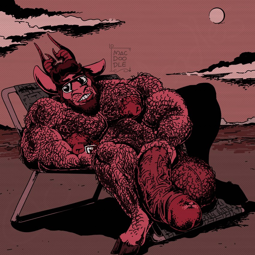 anthro balls big_balls big_muscles big_penis body_hair excessive_body_hair genitals hair holidays huge_muscles hyper male muscular penis solo vintage olimacdoodles christmas dilly_goat krampus bovid caprine goat humanoid mammal 1:1 absurd_res comic hi_res