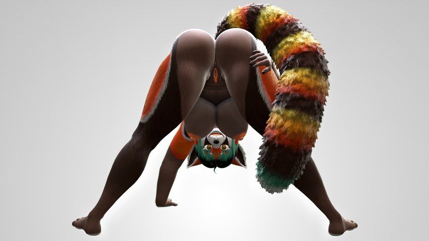 anthro anus bent_over black_hair breasts brown_body brown_fur butt butt_grab countershade_feet countershading feet female fur genitals hair hand_on_butt looking_at_viewer multicolored_body multicolored_ears multicolored_fur multicolored_tail nipples nude orange_body orange_fur plantigrade presenting presenting_hindquarters pussy smile smiling_at_viewer solo spread_legs spreading tail toes wide_hips yellow_body yellow_eyes yellow_fur droogiesparrow vega_(artica) ailurid mammal red_panda 16:9 3d_(artwork) absurd_res digital_media_(artwork) hi_res widescreen