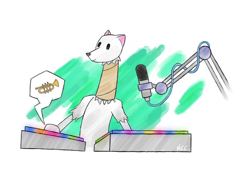 anthro cardboard cardboard_tube fur happy mic solo soundboard white_body white_fur nocluecartoons gloracle domestic_ferret mammal mustelid musteline true_musteline weasel 4:3 digital_media_(artwork) hi_res