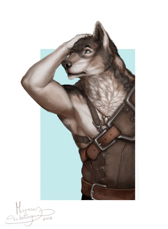 anthro blue_eyes male scar solo thescarletartist mythology rakan canid canine canis mammal mythological_canine mythological_creature werecanid werecanine werecreature werewolf wolf 2018 digital_media_(artwork) hi_res