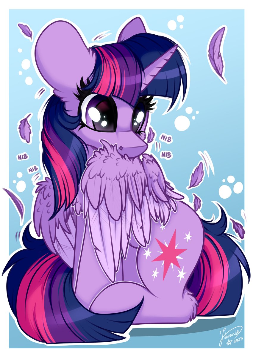 cutie_mark eye_reflection feather_preening feathered_wings feathers female feral fur glistening glistening_eyes hair horn personal_grooming purple_body purple_eyes purple_fur purple_hair reflection sitting solo wings julunis14 friendship_is_magic hasbro my_little_pony mythology twilight_sparkle_(mlp) equid equine mammal mythological_creature mythological_equine winged_unicorn absurd_res hi_res