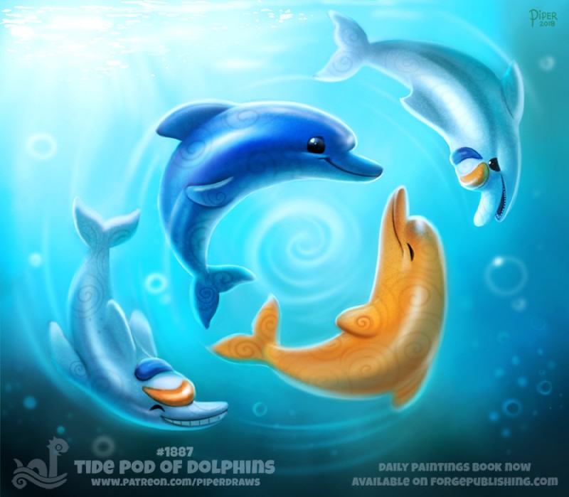 ambiguous_gender black_eyes dorsal_fin eyes_closed feral fin group number smile tail tail_fin teeth text underwater water piper_thibodeau tide_(brand) tide_pod cetacean dolphin mammal marine oceanic_dolphin toothed_whale 2018 digital_media_(artwork) digital_painting_(artwork) english_text signature