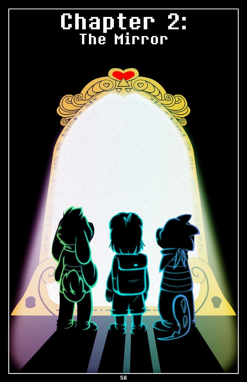 backpack black_background group heart_symbol long_ears simple_background stripes text white_noise absolutedream undertale undertale_(series) asriel_dreemurr frisk_(undertale) monster_kid boss_monster_(undertale) bovid caprine human lizard mammal reptile scalie absurd_res character_cipher comic english_text hi_res wingdings_text