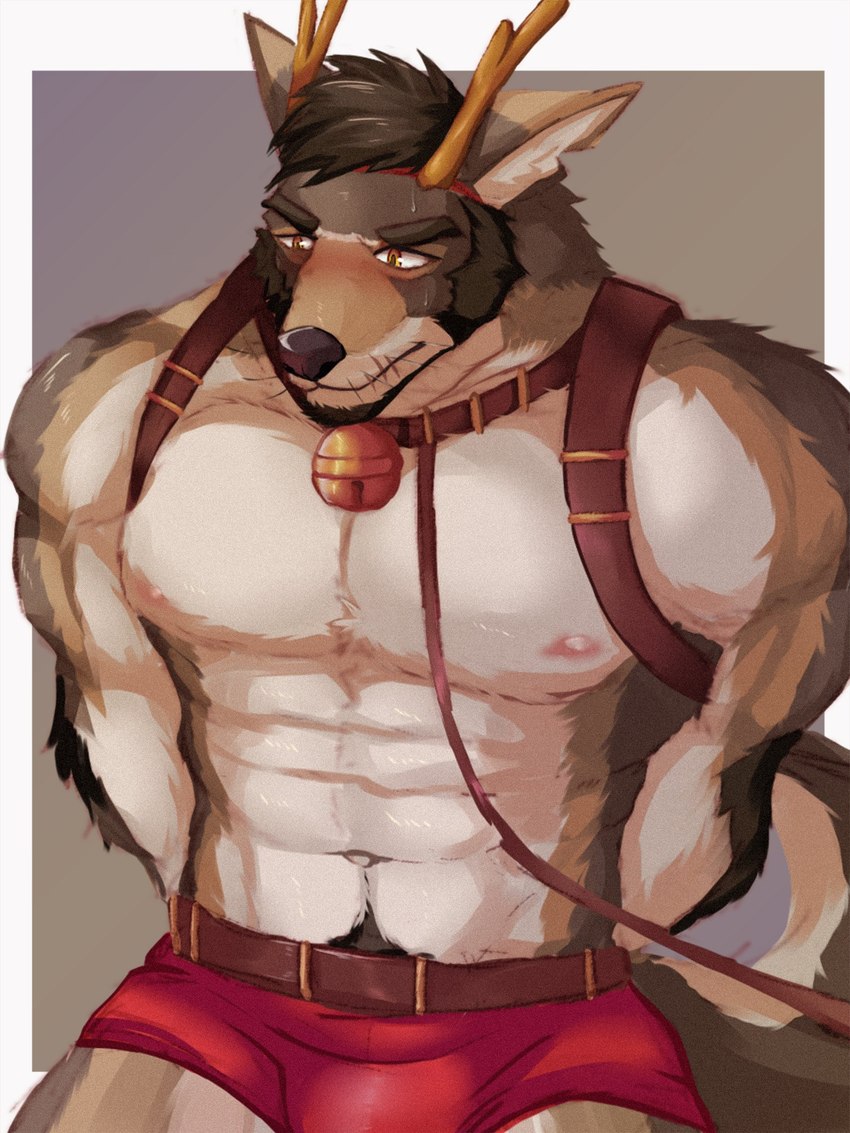 bell bound_male brown_eyebrows brown_pubes christmas_bondage eyebrows male muscular muscular_male nipples pink_nipples pubes solo thick_eyebrows 617foreverwithy echo_(series) echo_project the_smoke_room william_adler canid canine canis coyote mammal 2022 3:4 colored hi_res