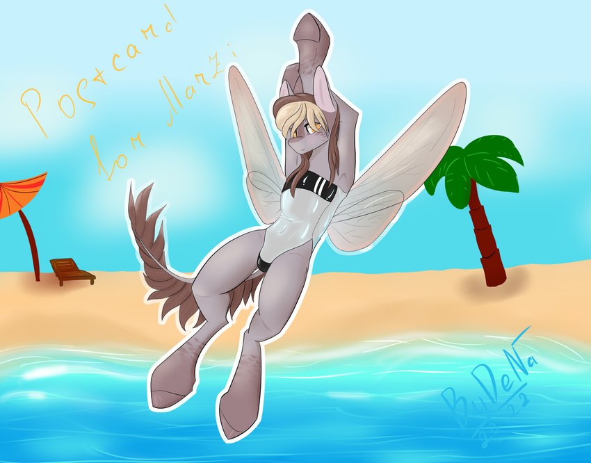 beach clothing female feral one-piece_swimsuit seaside simple_background solo swimwear translucent translucent_clothing translucent_swimwear wings yellow_eyes bydena gris_swimsuit hasbro meme_clothing my_little_pony mythology fan_character marzi equid equine horse mammal mythological_creature mythological_equine pegasus pony absurd_res hi_res meme