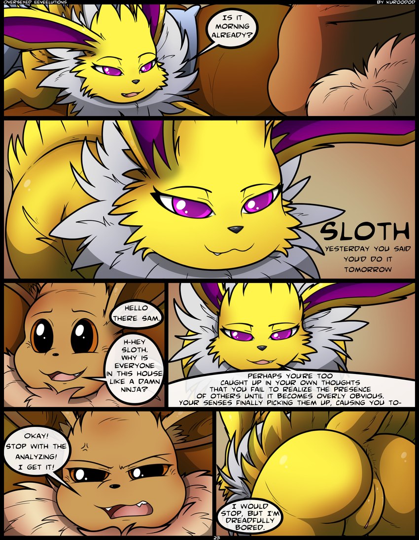 fan character, sam, and sloth (oversexed eeveelutions and etc) created by kuroodod