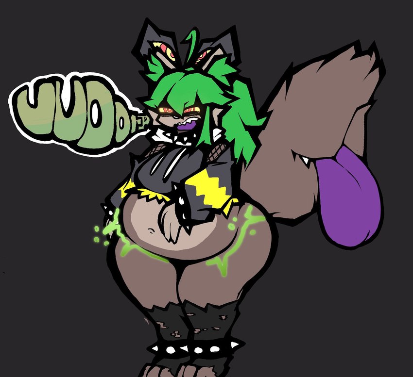 anthro burping churn clothing female legwear partydah sloshing_belly solo stirrup_stockings stockings tail tail_mouth tanukislop torn_clothing torn_legwear torn_stockings unusual_anatomy unusual_tail vore amber_(partydah) canid canine mammal raccoon_dog tanuki hi_res