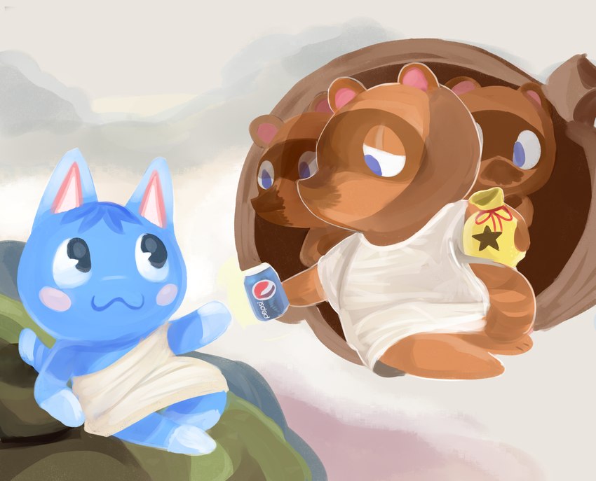 rosie, timmy nook, tom nook, and tommy nook (the creation of adam and etc) created by cat-green