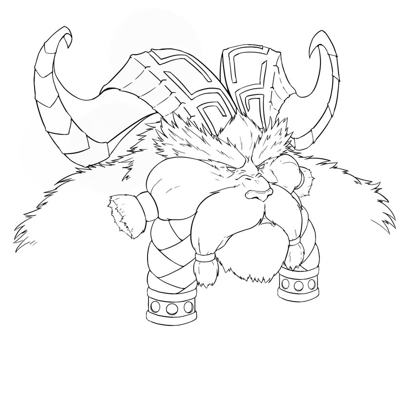 2_horns >:( anthro arm_tuft beard big_beard big_horn big_mustache bovid_horn braided_beard braided_mustache broad_shoulders caprine_horn closed_frown curled_horn eyebrows facial_hair facial_tuft fluffy front_view frown furrowed_brow grumpy horn horn_markings looking_away male manly markings mature_anthro mature_male mouth_closed no_pupils no_sclera ram_horn sharp_horn shoulder_tuft simple_background small_eyes solo thick_eyebrows tuft white_background soichodien2000 league_of_legends riot_games tencent ornn_(lol) bovid caprine demigod mammal 1:1 bust_portrait hi_res monochrome portrait