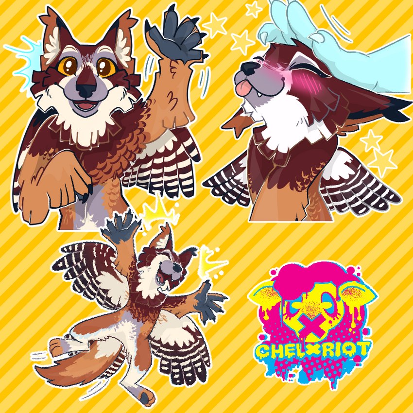 fandom fur sticker cawbaret avian bird canid canine canis hybrid mammal owl wolf 1:1