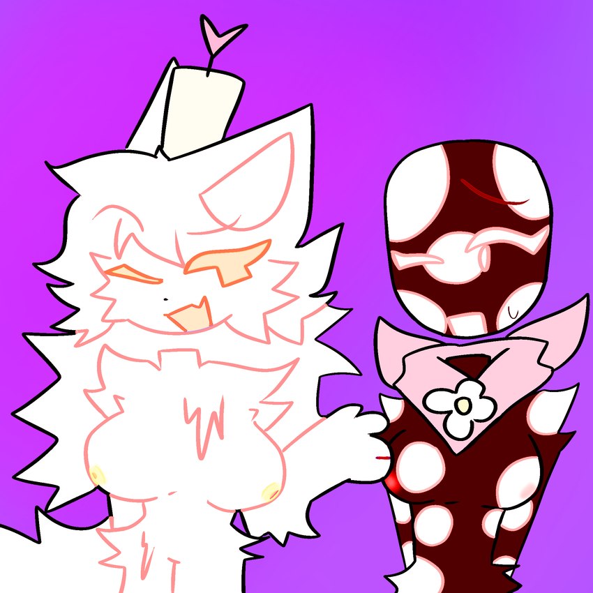 anthro breasts candle candlelight duo female filter fire flower hair kerchief light long_hair nipples plant polka_dots white_body white_eyes worried yellow_eyes yellow_nipples ambercatto candlex_(ambercatto) polka_(ambercatto) felid feline humanoid mammal 1:1 hi_res