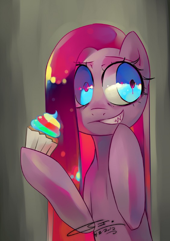 pinkamena and pinkie pie (cupcakes (mlp fanfic) and etc) created by iopichio