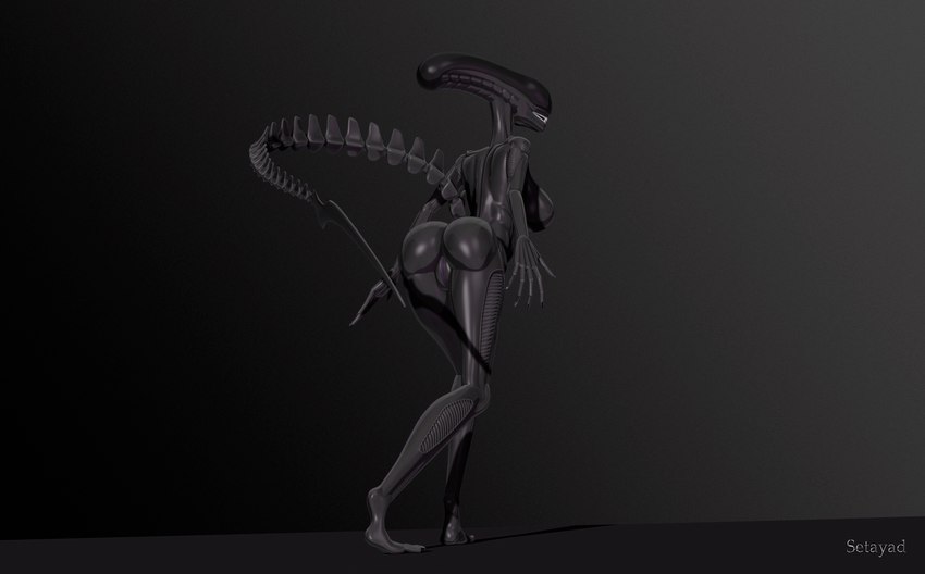 anthro breasts butt female genitals nude pussy rear_view seductive solo tail teeth setayad alien_(franchise) alien xenomorph 3d_(artwork) absurd_res digital_media_(artwork) hi_res huge_filesize