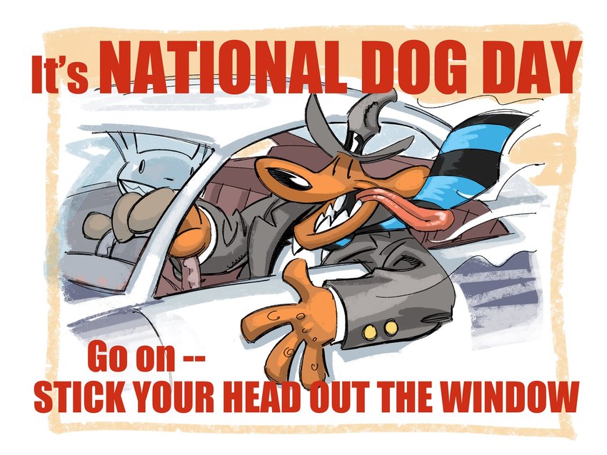 anthro brown_body brown_fur car clothing driving duo fur grin hat headgear headwear inside_car inside_vehicle male necktie smile suit teeth text tongue tongue_out vehicle white_body white_fur steve_purcell national_dog_day sam_and_max max_(sam_and_max) samuel_dog canid canine canis domestic_dog lagomorph leporid mammal rabbit 4:3 english_text hi_res official_art reaction_image