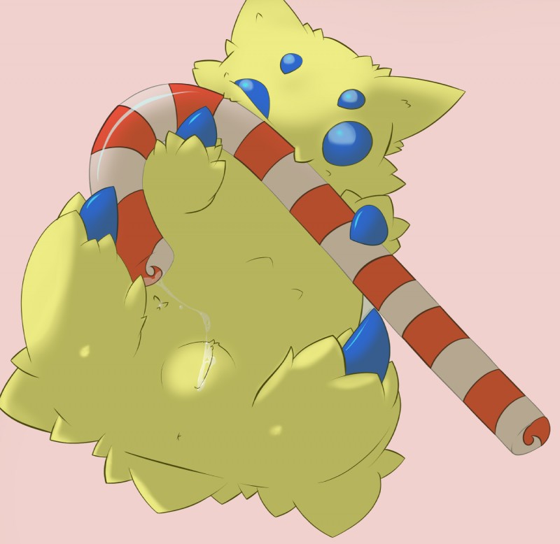 blue_eyes bodily_fluids candy candy_cane dessert female feral food genital_fluids genitals holidays looking_at_viewer pussy simple_background solo vaginal_fluids ferret_cyan christmas nintendo pokemon arachnid arthropod generation_5_pokemon insect joltik pokemon_(species) 2014 hi_res