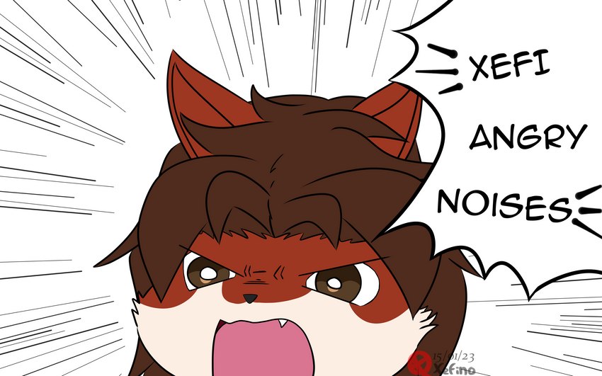 angry anthro brown_eyes brown_hair fur hair male red_body red_fur solo text white_body white_fur xefino angry_noises descriptive_noises_(meme) adrien_warmher canid canine canis fox hybrid mammal wolf english_text hi_res meme