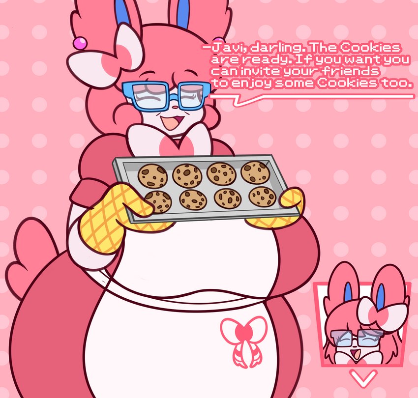 age_difference anthro bakery baking_tray big_breasts blue_eyewear blue_glasses breasts clothed clothing cookie duo ear_piercing eyewear female food glasses gloves hair handwear happy holidays huge_breasts huge_thighs mature_female nerd older_female open_mouth oven_gloves oven_mitts piercing pink_hair slightly_chubby smile solo_focus text thick_thighs mintyspirit mother's_day nintendo pokemon javi's_mother_(mintyspirit) javisylveon_(mintyspirit) eeveelution generation_6_pokemon pokemon_(species) sylveon 2023 english_text hi_res daughter_(lore) mother_(lore) mother_and_child_(lore) mother_and_daughter_(lore) parent_(lore) parent_and_child_(lore) parent_and_daughter_(lore)