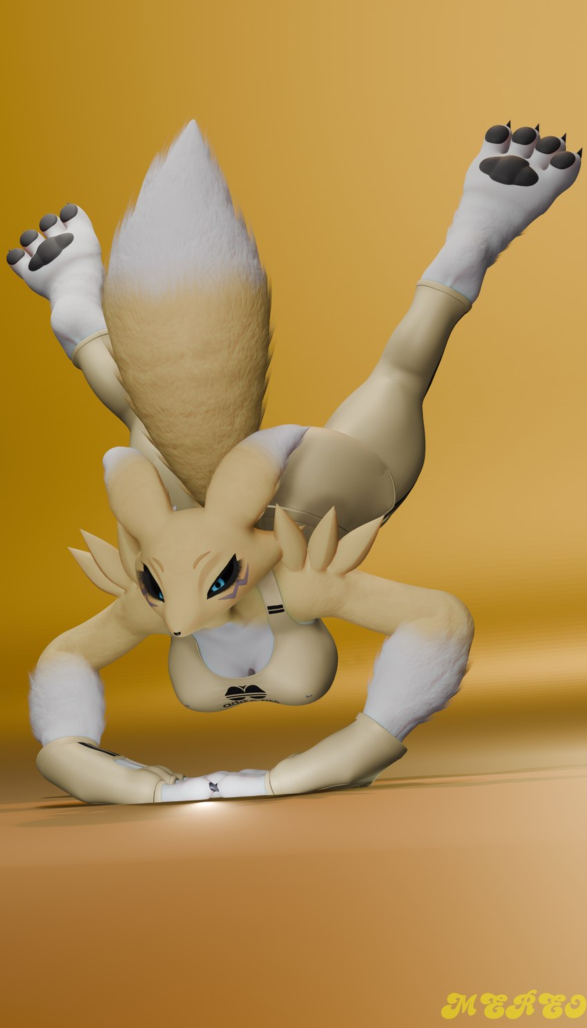 athletic bottomwear clothed clothing exercise feet female foot_focus pants pawpads paws soles solo toes yoga yoga_pants that1furrydude1 bandai_namco digimon renamon_(dogzeela) canid digimon_(species) mammal renamon 3d_(artwork) 4:7 absurd_res digital_media_(artwork) hi_res