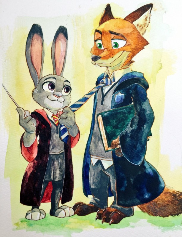 judy hopps and nick wilde (harry potter (series) and etc) created by z tsuruo