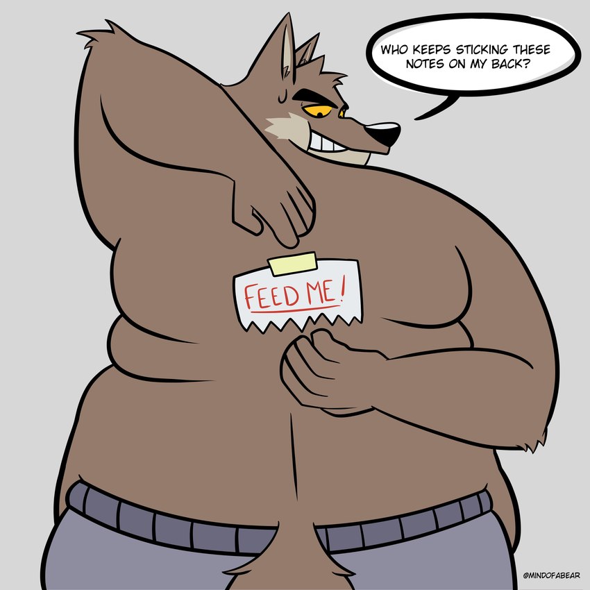 anthro back_rolls belly belly_overhang big_belly bodily_fluids bottomwear butt clothing male male_anthro morbidly_obese note obese overweight overweight_male pants solo sweat sweatpants text thick_arms weight_gain mindof dreamworks fattytober the_bad_guys mr._wolf_(the_bad_guys) canid canine canis mammal wolf 1:1 absurd_res english_text hi_res