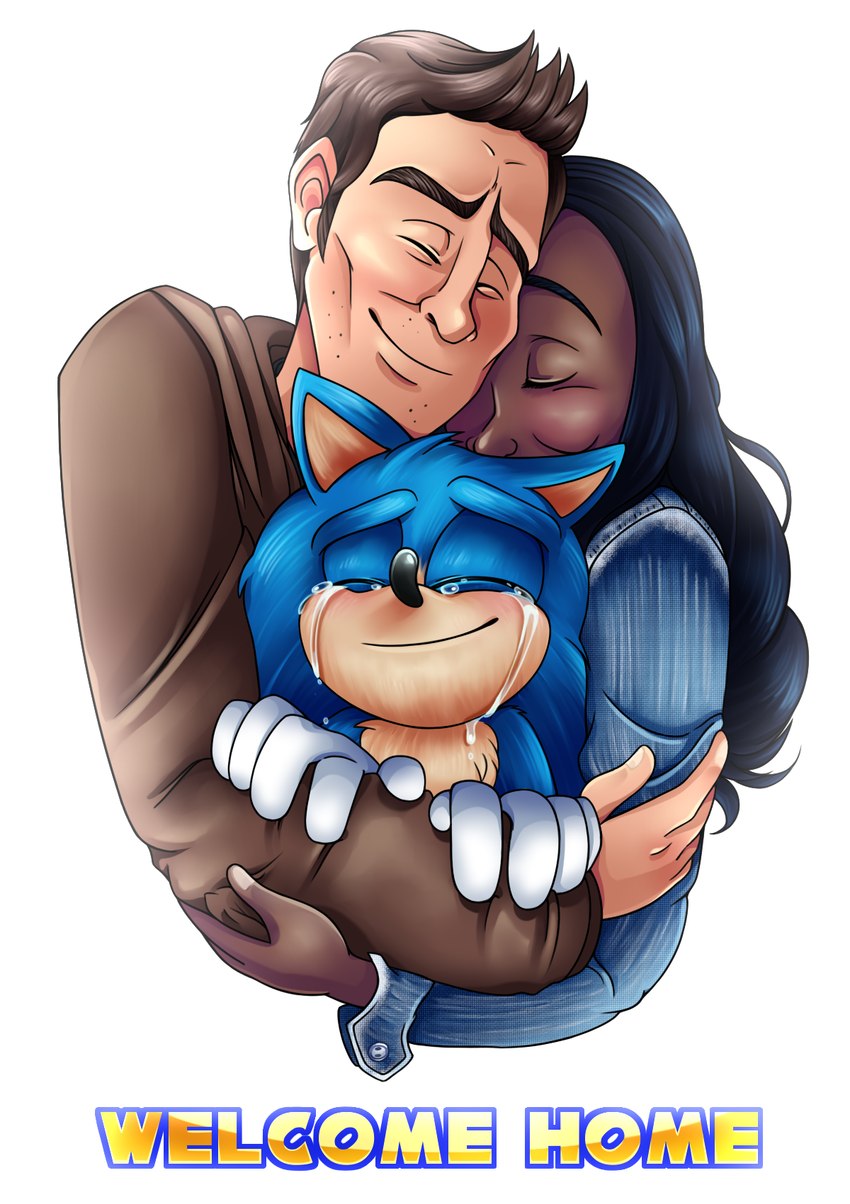 maddie wachowski, sonic the hedgehog, and tom wachowski (sonic the hedgehog (series) and etc) created by 8-bit-britt