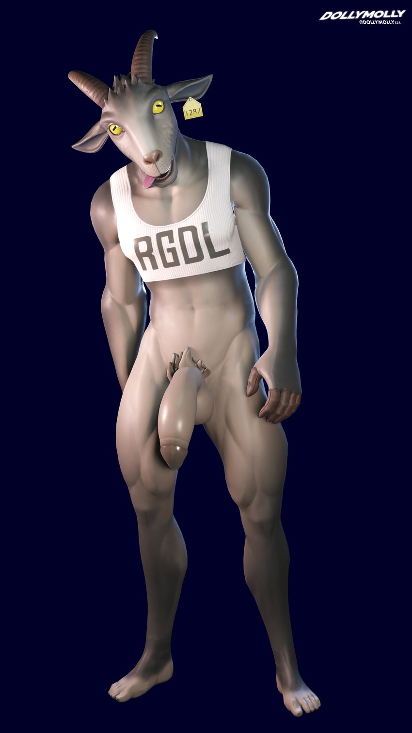 anthro balls bottomless clothed clothing crop_top crossgender ear_piercing ear_tag feet ftm_crossgender fur genitals grey_body grey_fur horizontal_pupils horn humanoid_feet male muscular muscular_anthro muscular_male penis piercing plantigrade pubes pupils shirt solo standing text text_on_clothing text_on_topwear tongue tongue_out topwear topwear_only yellow_eyes dollymolly323 coffee_stain_studios epic_games fortnite goat_simulator pilgor_(goat_simulator) bovid caprine goat mammal 3d_(artwork) 4k 9:16 absurd_res digital_media_(artwork) hi_res