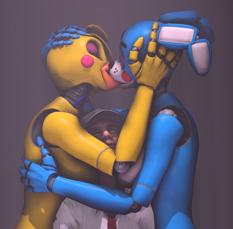 anthro breasts crossgender female female/female group kissing machine male nipples open_mouth trio nobody3 five_nights_at_freddy's five_nights_at_freddy's_2 scottgames toy_bonnie_(fnaf) toy_bonnie_(psychojohn2) toy_chica_(fnaf) toy_chica_(psychojohn2) animatronic avian bird chicken galliform gallus_(genus) lagomorph leporid mammal phasianid rabbit robot 2019 3d_(artwork) digital_media_(artwork) source_filmmaker_(artwork)