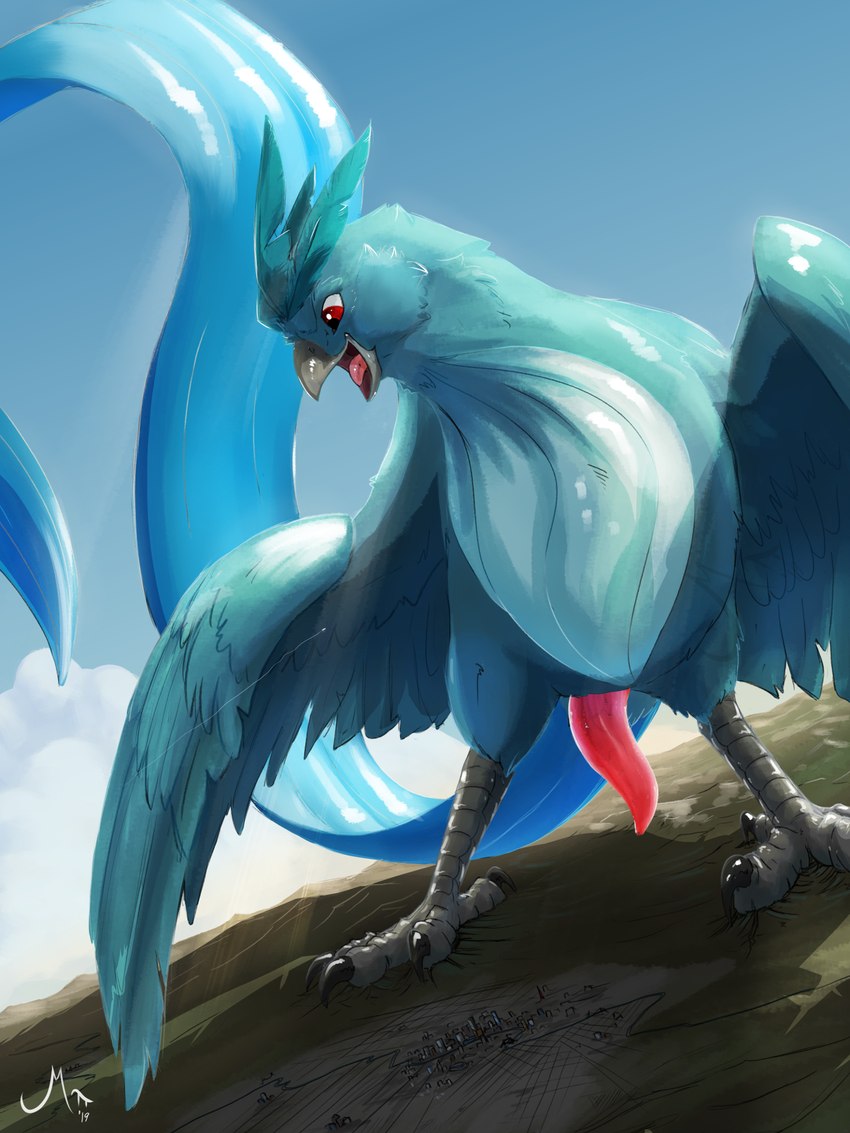 animal_genitalia animal_penis beak biped cloacal_penis erection feathers feet feral genitals landscape_dwarfing macro macro_feral macro_male male male_feral open_mouth penis red_eyes solo standing talons tapering_penis teal_body teal_feathers toes tongue tongue_out wings magpi nintendo pokemon articuno avian bird generation_1_pokemon legendary_pokemon pokemon_(species) 2019 3:4 hi_res