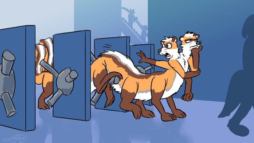 2_heads annoyed blue_eyes fangs fur hair male multi_arm multi_head multi_leg multi_limb multi_tail orange_body orange_fur silhouette solo tail teeth turnstile whiskers white_body white_fur hexadoodle long_taur mammal mammal_taur mephitid mephitid_taur skunk skunk_taur taur 16:9 widescreen