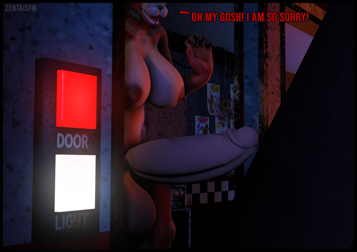 5_fingers anthro apology areola balls big_balls big_penis breasts broken_door crossgender door exclamation_point fingers genitals gynomorph intersex machine mtg_crossgender mti_crossgender nipples nude open_mouth penis red_text solo teeth text zentaisfm psychojohn2_(modeler) five_nights_at_freddy's scottgames foxy_(fnaf) animatronic canid canine fox mammal robot 2021 3d_(artwork) digital_media_(artwork) source_filmmaker_(artwork)