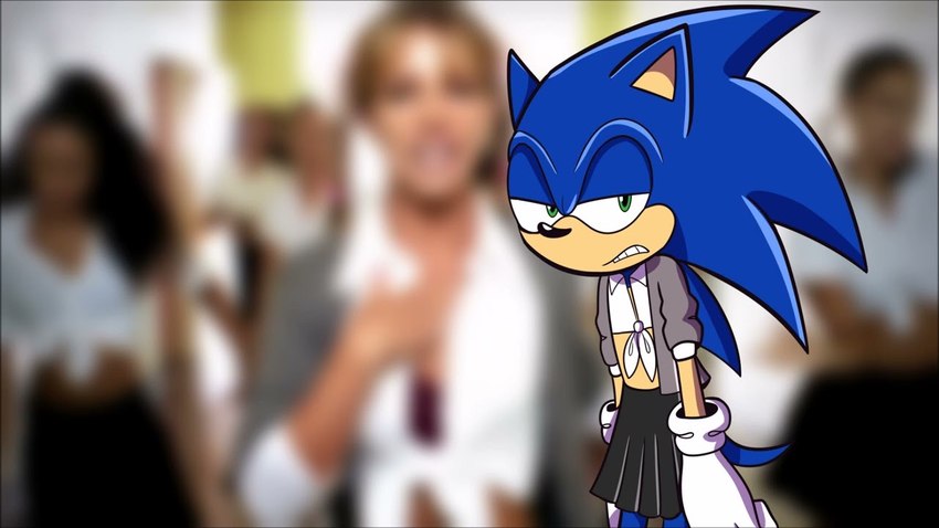 anthro blue_body blue_fur bottomwear clothed clothing crossdressing frown fur gloves green_eyes handwear male photo_background school_uniform screencap screencap_background skirt uniform youtube_thumbnail shobii_v ...baby_one_more_time britney_spears sega sonic_the_hedgehog_(series) britney_spears_(character) sonic_the_hedgehog eulipotyphlan hedgehog mammal 16:9 photography_(artwork) widescreen