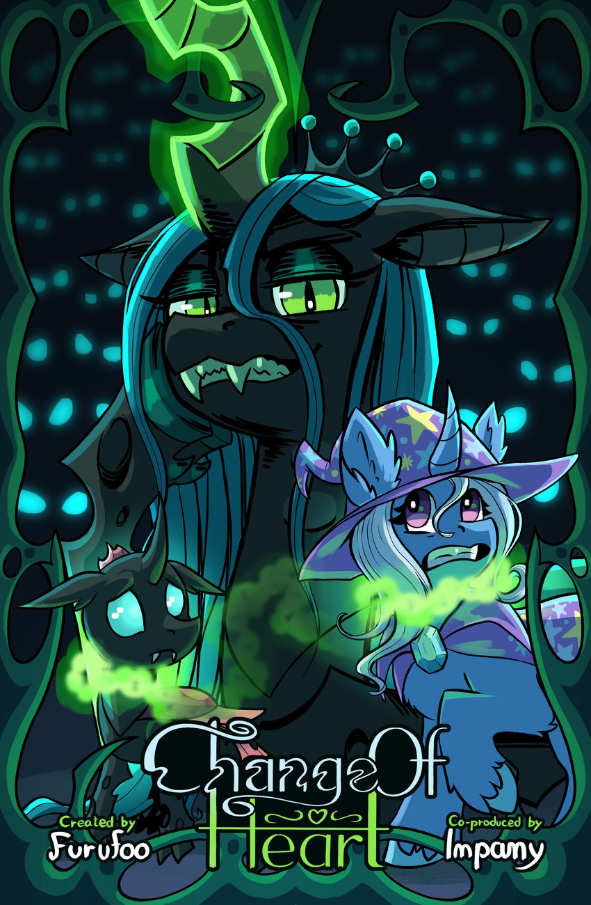 ocellus, queen chrysalis, and trixie (friendship is magic and etc) created by furufoo and vikriviri