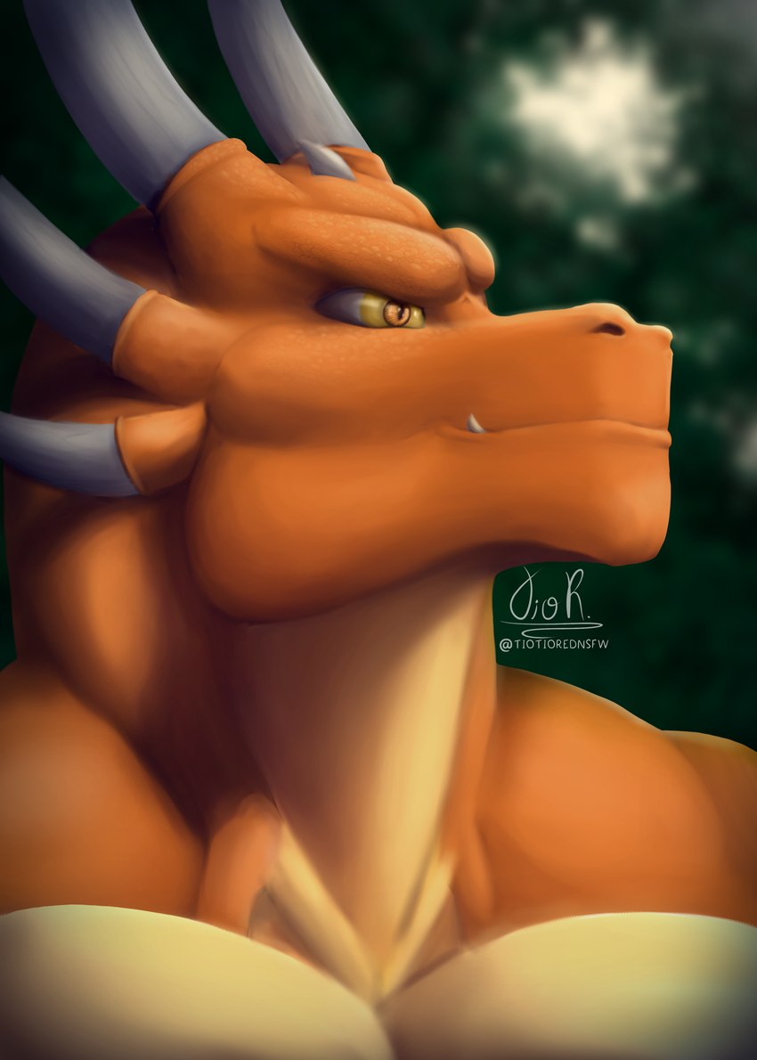 anthro florest horn leaf male multi_horn muscular muscular_male orange_body orange_eyes plant shadow solo teeth text tree yellow_body yellow_eyes tiotiored european_mythology mythology dragon mythological_creature mythological_scalie scalie western_dragon absurd_res clip_studio_paint_(artwork) digital_media_(artwork) hi_res icon portrait shaded signature