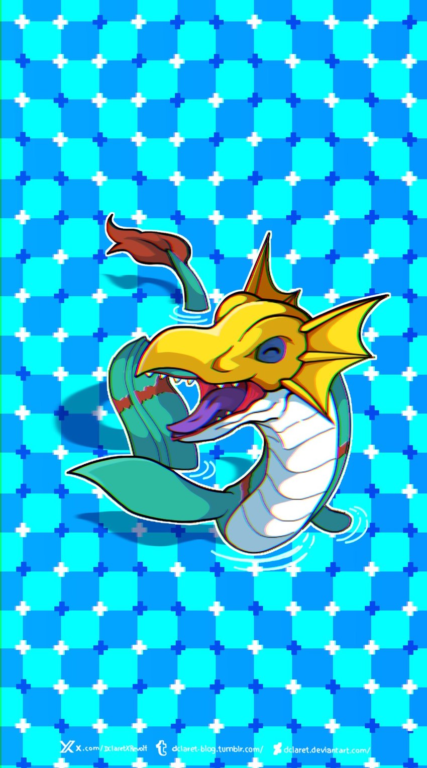 ambiguous_gender blue_body eyes_closed feral mask partially_submerged smile solo text water dclaretxrevolt bandai_namco digimon digimon_(species) sea_serpent seadramon hi_res url